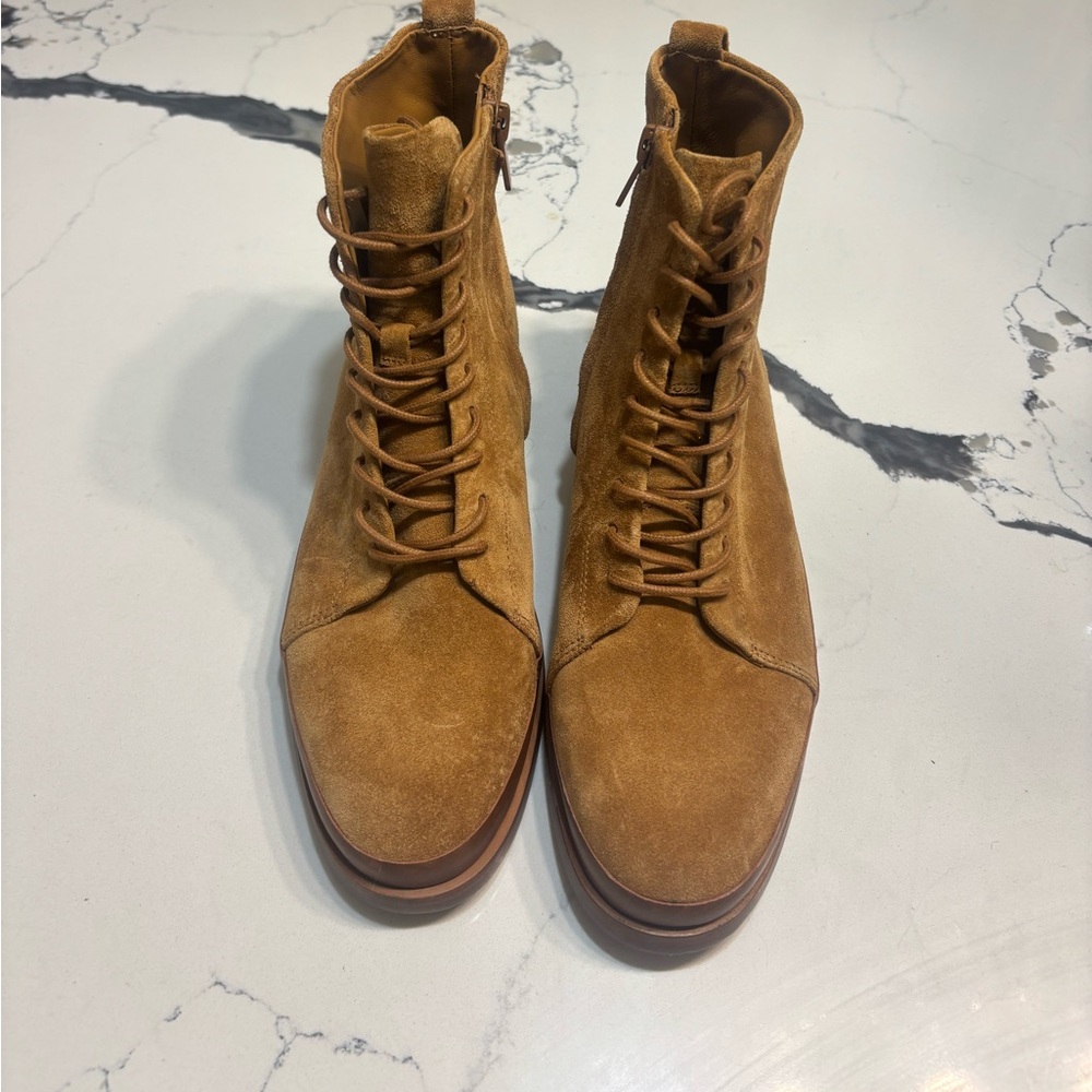 Vince ankle boots suede pull tabs slight heel round toe.  Never worn!!!